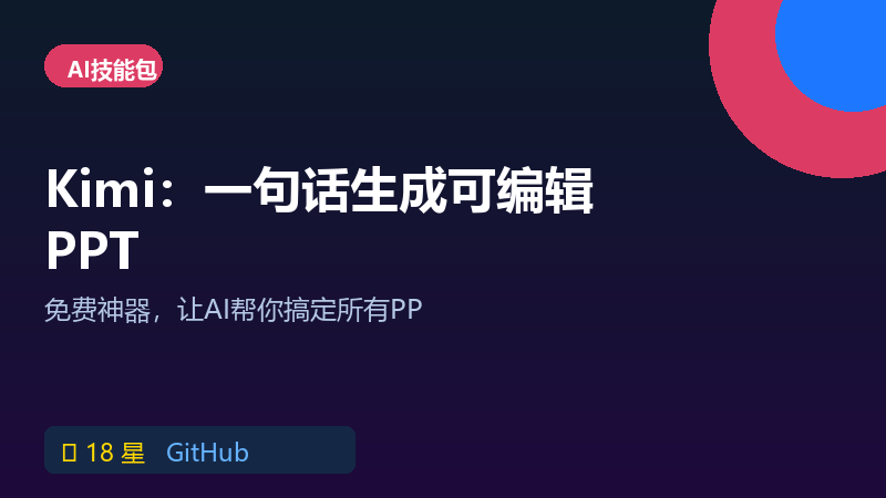 AI生成PPT技能：Kimi一键出可编辑PPT