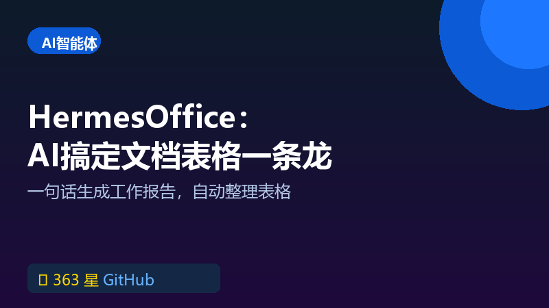 AI办公套件 HermesOffice：文档表格一条龙