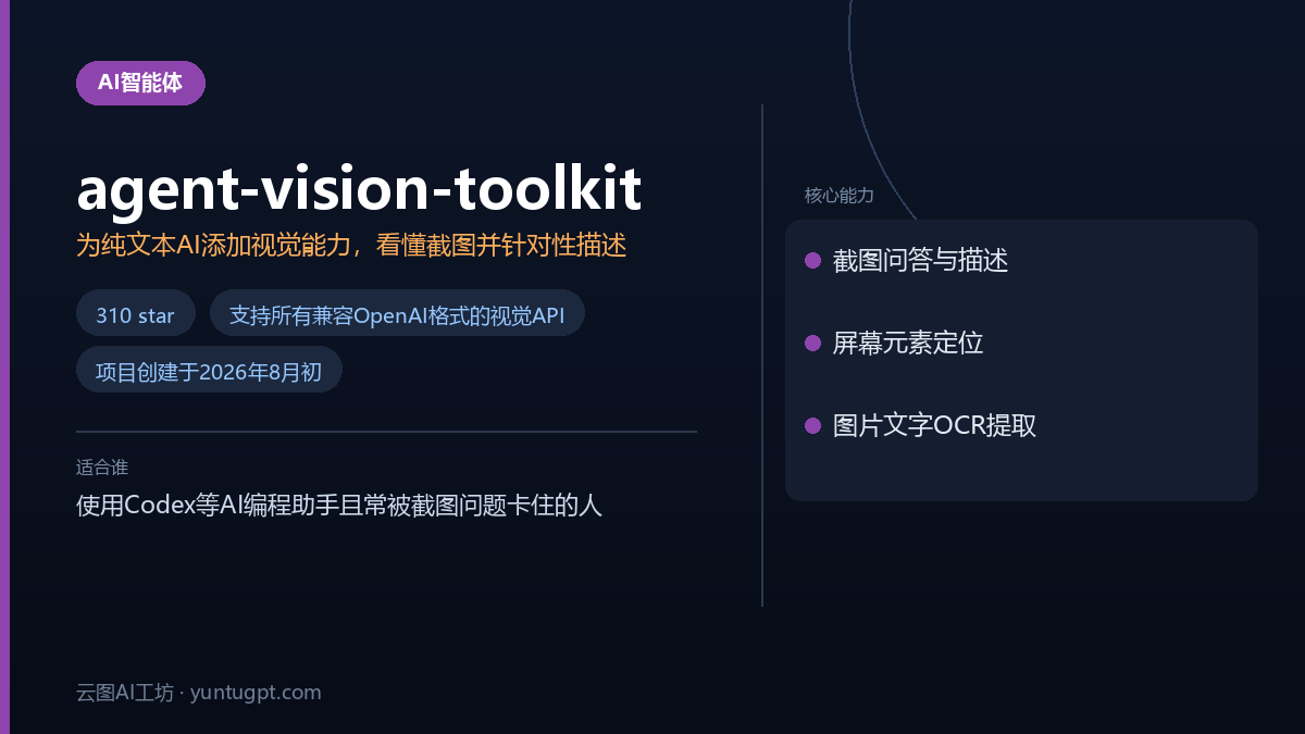 Agent Vision视觉AI工具箱,为AI助手添加截图理解与图片内容分析能力