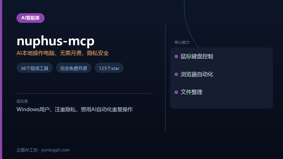 Nuphus MCP桌面自动化工具,AI本地操作鼠标键盘,批量填表与文件整理