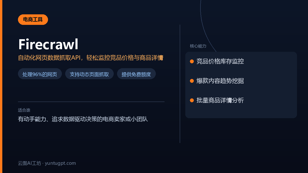 Firecrawl开源工具，用于自动化监控竞品价格与抓取商品详情页数据