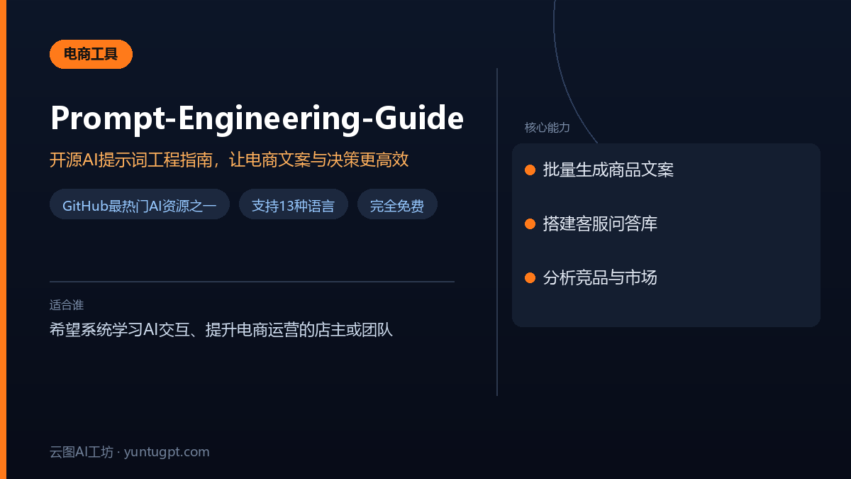 Prompt-Engineering-Guide开源提示词工程指南,含电商文案、客服与竞品分析技巧
