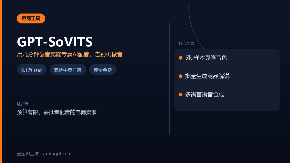 GPT-SoVITS开源AI声音克隆工具,为商品视频生成个性化配音