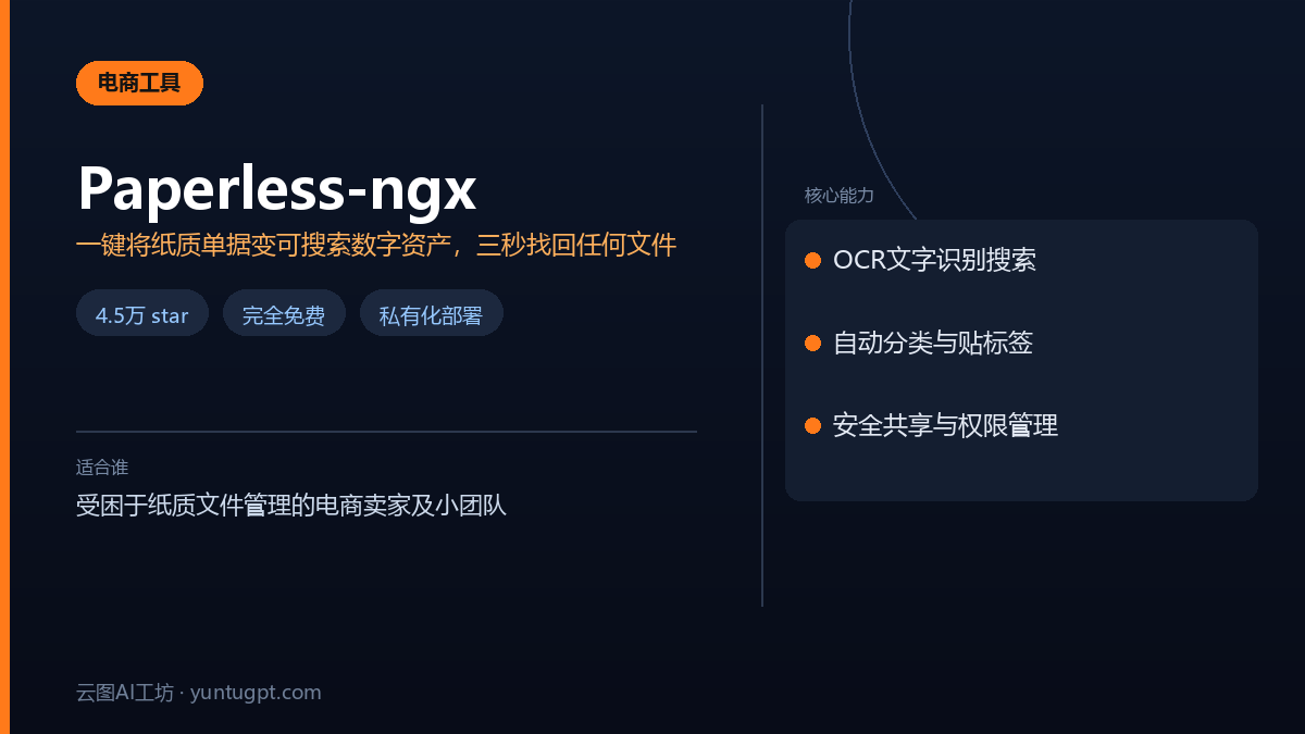 Paperless-ngx智能电子文档管理系统界面，展示文件自动分类与搜索功能