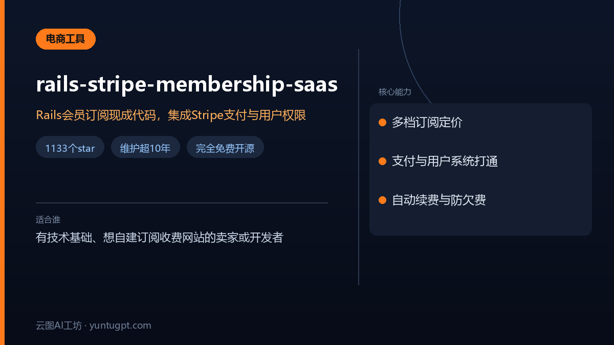 Rails Stripe会员订阅示例项目,集成支付、用户管理和订阅功能