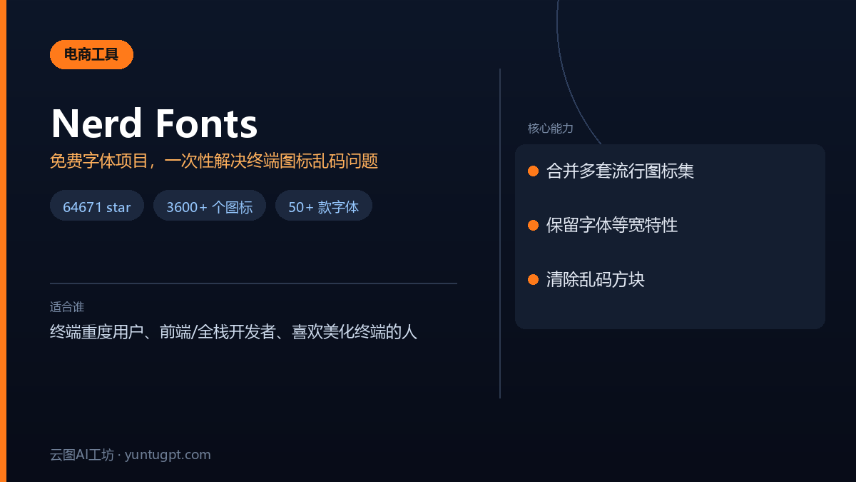 Nerd Fonts 字体项目图标展示,解决终端和编辑器图标乱码问题