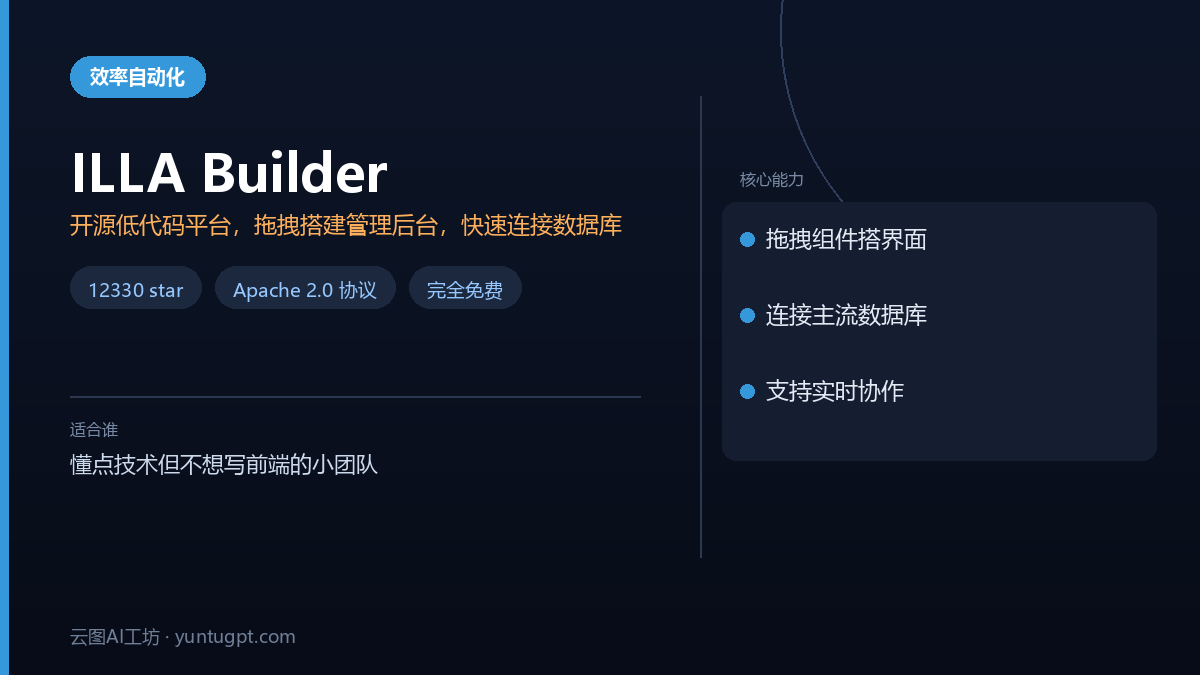 ILLA Builder开源低代码平台,用于快速拖拽搭建订单库存等管理后台