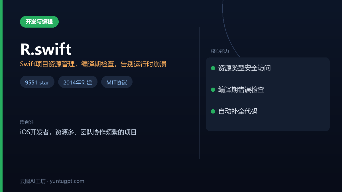 R.swift - Swift项目强类型资源管理工具,实现编译期检查
