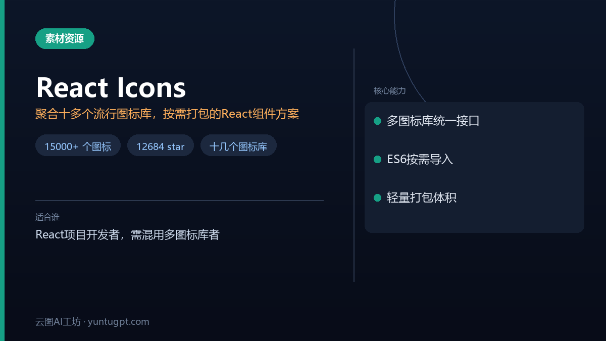 React Icons前端图标组件库，聚合Font Awesome、Material Design等流行图标